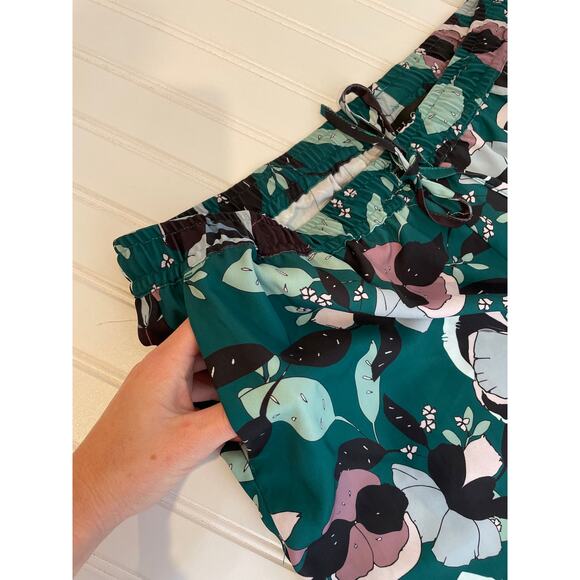 NWT Eloquii Teal Green Floral High Waisted Pull on Flowy Boho Pants Plus Size 16 - Picture 4 of 7